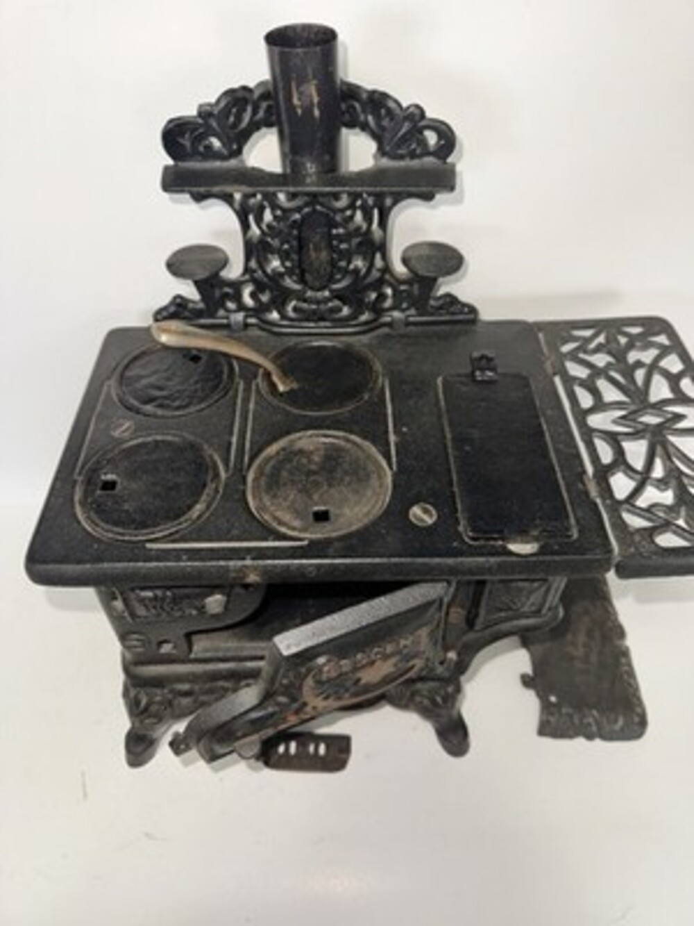 Antique Crescent Cast Iron Toy Stove Miniature Victorian Cook Stove